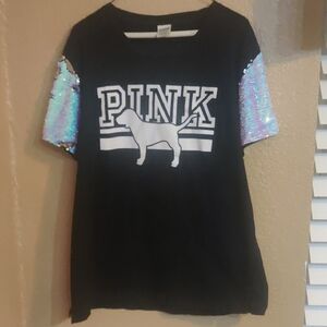 Black and White Shirt with Sequin Sleeves
